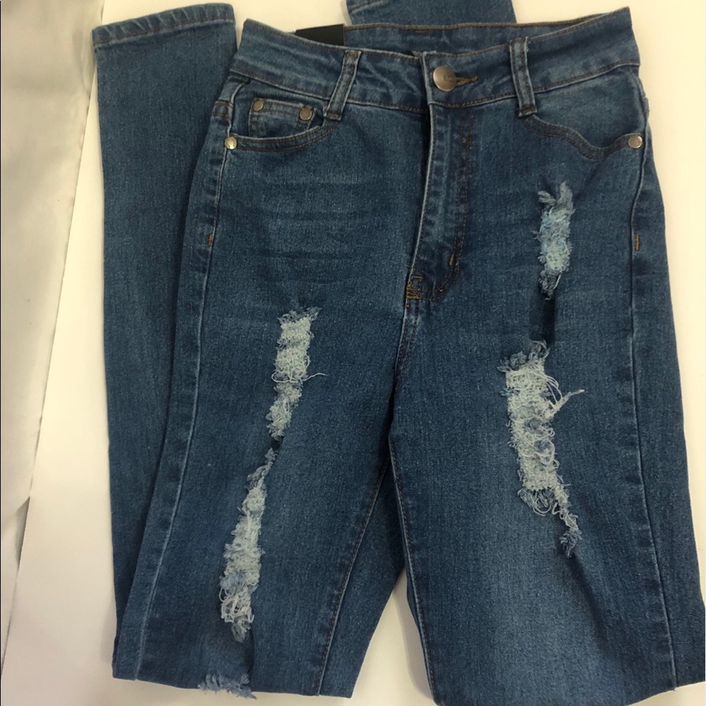 Medium wash high waist jeans